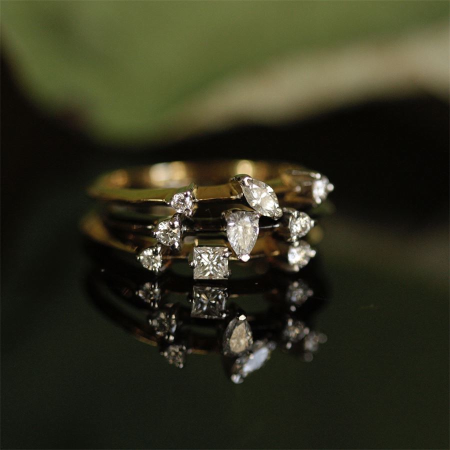 Anello 'Balance' oro giallo con goccia BALANCE | AN AU18G1GC 2TO 0,16+0,02+0,03